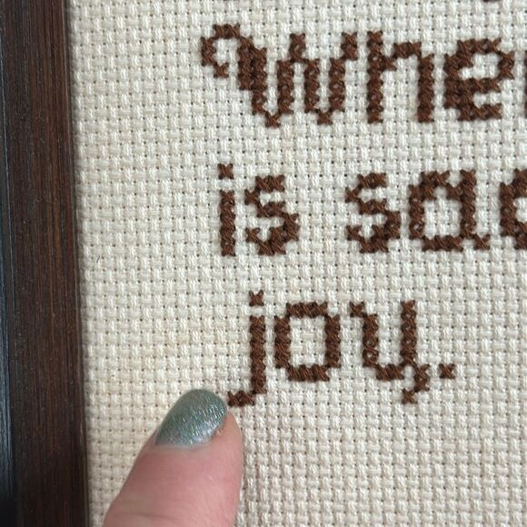 Vintage Cross Stitch Prayer of St. Francis Wall Religious Decor Framed No Glass - Picture 11 of 17